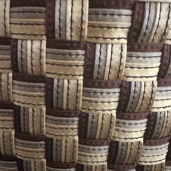 SOLD:  COLE HAAN Genevieve Woven Triangle Hobo Shoulder Handbag Tote 19" Silk - Picture 11 of 13